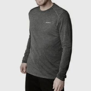 Eddie Bauer Men’s Long Sleeve Shirt, FreeDry, Gray, Medium